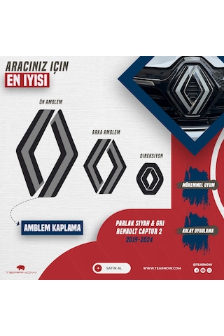Renault Captur 2019-2024 Yeni Tasarım Amblem Kaplama Sticker