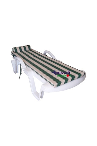 Mirzademarket Şezlong Minderi Lüks Su Geçirmez Kumaş Fermuarlı-Yeşil Krem