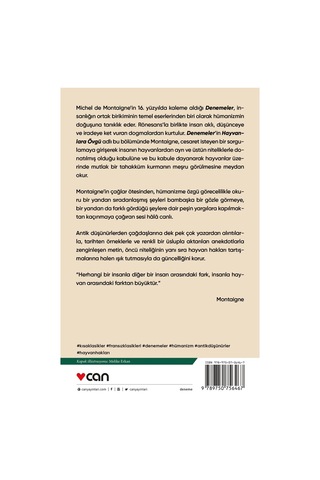 Hayvanlara Övgü - Michel De Montaigne - Can Yayınları