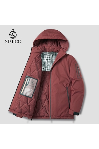 Büyük Beden Bol Kesim Günlük Kapüşonlu Erkek Pamuklu Ceket Kırmızı