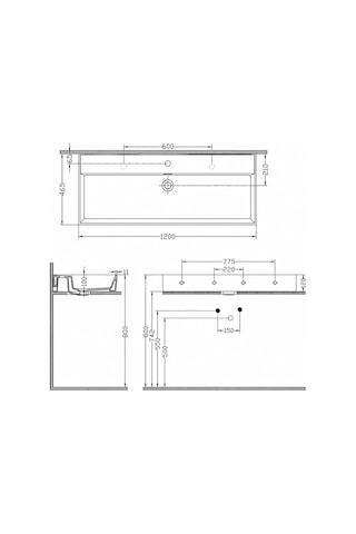 Dura Niva Kare Çanak Lavabo 120x46,5 Cm Tezgah Üstü Batarya Delikli Beyaz 5259