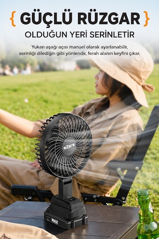 Ezere Airmax Şarjlı Taşınabilir Outdoor Fan Vantilatör St-7997