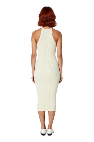 Ersefa Kadın Şık Akrilik Bisiklet Yaka Uzun Kol Bodycon Midi Triko Elbis Taş