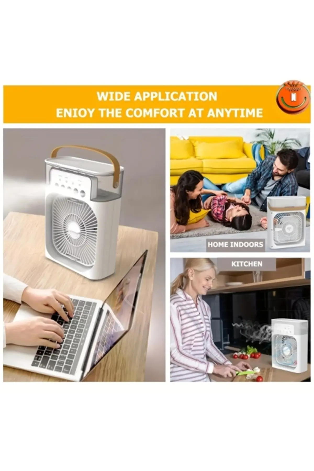 Yeni Işıklı Klima 600ml 5 Spreyli Vantilatör Buzlu Buharlı Mini Klima Mini Fan Buzlu Fan Glr Beyaz -
