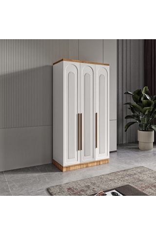 Flora 3 Kapaklı Komple Mdf Gardırop - Elbise Dolabı