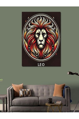 Kanvas Tablo Aslan Ve "leo" Burcu Simgesi 50cmx70cm