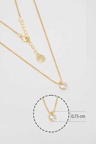 Romantik Aşk 18 Ayar Sarı Altın Kaplama 43 Cm Gümüş Kalp Kolye Sarı