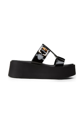 Deery Kadın Hakiki Rugan Siyah Platform Terlik - 24302zsyhc01