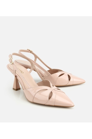 Hotiç Kadın Rugan Deri Pudra Arkası Açık Kısa Topuklu Stiletto 01ayh322180a330 01ayh322180a330 Bej