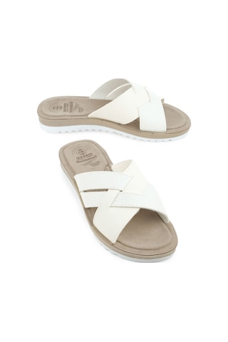 Gezer Yazlık Kadın Anatomical Yumuşak Taban Terlik Beyaz
