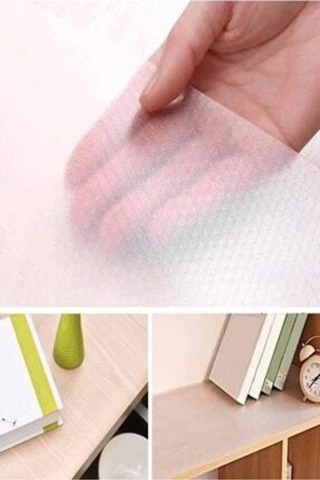 45cm X 5 Metre Şeffaf Kaydırmaz Raf Dolap Ve Çekmece Örtüsü Ve Maket Bıçağı  Beyaz Standart