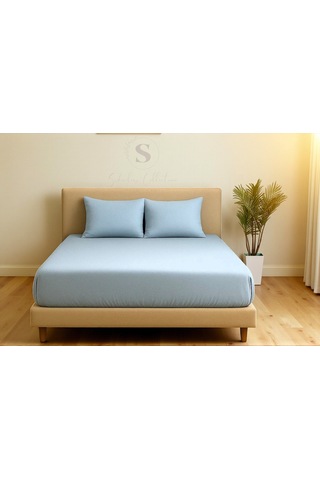 Shules Collection Mavi Çift Kişilik Çarşaf+yastık Seti %100 Pamuk Mavi