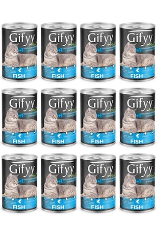 Giffy 400 Gr Parça Balıklı Kedi Yaş Mama 12 Adet Giffy 400 Gr Parça Balıklı Kedi Yaş Mama 12 Adet