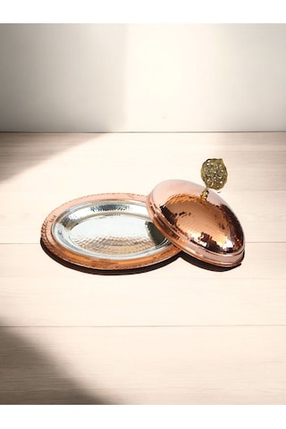 Modabakir Kayık Tabak,oval Sahan, Bakır Sahan 25cm