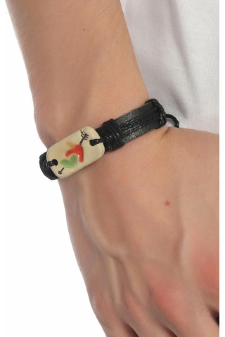 Tblk01326 Saf Aşk Kalp Ve Ok Deri Unisex Bileklik 1301-1350 Çok Renkli