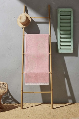 Pembe Poseidon %100 Pamuklu Plaj Havlusu 70x140 Cm