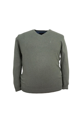 Erkek Büyük Beden Battal Boy 110 Kilo İçin Uygun V Yaka Triko Kazak Gri