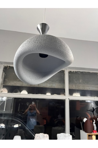 3d İskandinav Tarz Salon Oturma Odası Beton Avize Plastik Gri