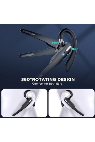 Vkemall Sürücü İçin İki Mikrofonlu Gürültü Engelleme Bluetooth 5.1 Kulaklık - 25 Saat Konuşma Süresi, El İstemez Arama, Cvc8.0 Teknolojisi