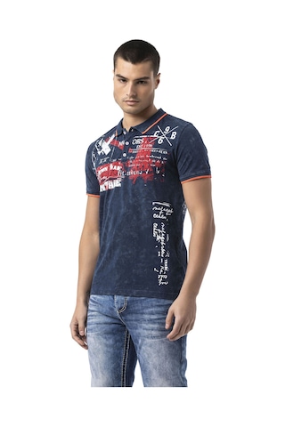 Cipo & Baxx Erkek Baskılı Polo Yaka Kısa Kollu Günlük Tişört - Ct795 Navyblue