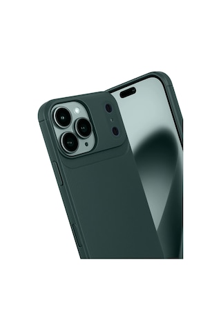 Apple Uyumlu iPhone 17 Pro Max Kılıf Karbon Silikon Case Kapak Koyu Yeşil