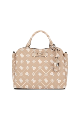Guess Kadın Kilit Aksesuarlı Monogram Desenli El Çantası - Bej Bej