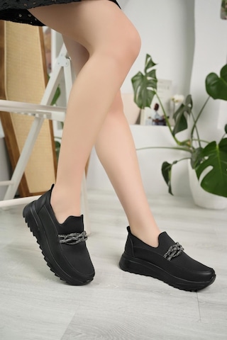 Nesil Shoes Wiss 1130 Siyah Strech Taşlı Kadın Ayakkabı-siyah Siyah