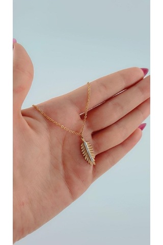 Bhs Life Kadın Gold Renk Yaprak Çelik Kolye