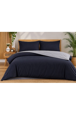 Lux Comfort Düz Renk Çift Kişilik Nevresim Takımı Çift Renkli Yumuşak Dokulu 200x220 Cm 4 Parça Antrasit Gri