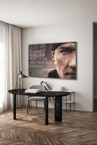Atatürk Öğretmenler Günü 3 Yatay Cam Tablo