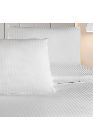 Linestyle Çift Kişilik %100 Pamuk Saten 90 Tel Nevresim Seti Beyaz 3 Parça