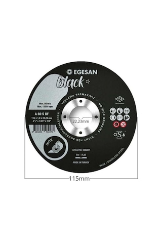 Egesan Black 115x1.0x22.23 Inox Paslanmaz Çelik İnce Kesme Diski 590227 A 60 S Bf - 25'li Paket