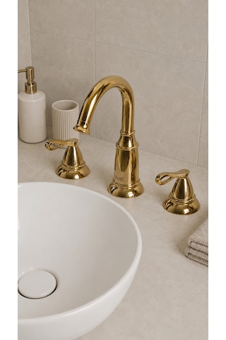 Newarc Golden 3 Delikli Lavabo Bataryası - Altın