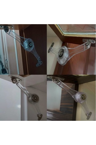 Kalkar / Düşer Mobilya Kapak Makası Şeffaf Plastik, Cırcırlı Dolap Pistonu 2 Adet Şeffaf