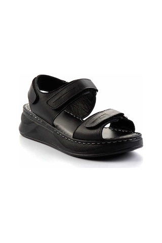 Siyah Hakiki Deri Kadın Sandalet K05281018103 Siyah