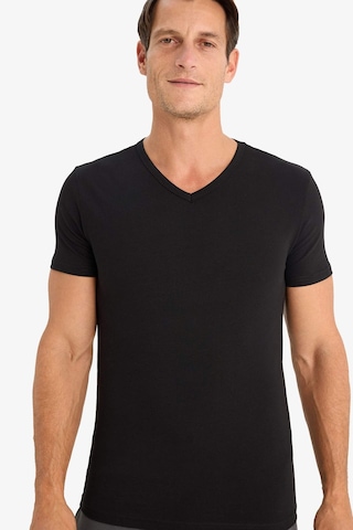 DeFacto Slim Fit Dar Kesim V Yaka Kısa Kollu Pijama Üstü L4884AZ24WNBK81