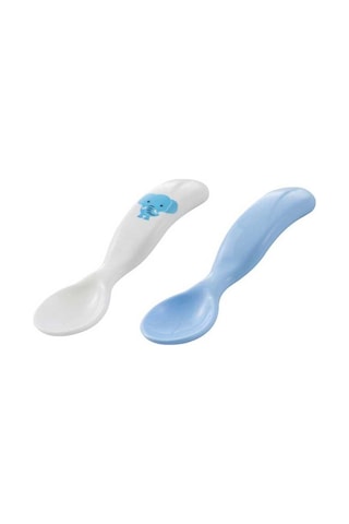 Mamajoo Ergonomik Beslenme Kaşık Seti Mavi & Fil, 6 Ay+ İkili