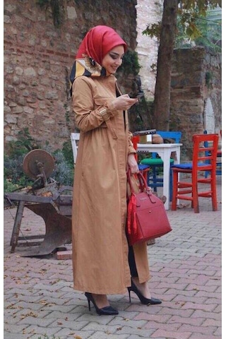 Neways 6302-inter Büzgülü Trençkot Camel CAMEL