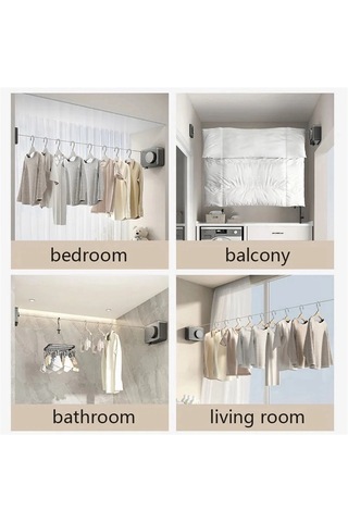 Xiaaokeji Duvara Monte Geri Çekilebilir Çamaşır Askısı, Gri Gri