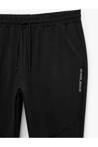 Koton Baskılı Paçası Lastikli Cepli Beli Bağcıklı Jogger Spor Eşofman Altı Siyah 7wam40077nk