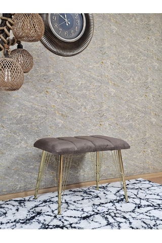 Zafir Metal Gold Tel Ayaklı 60 Cm Puf Bench - Puf - Bench - Oturak - Mutfak Oturağı - Antre Oturağı Kahverengi