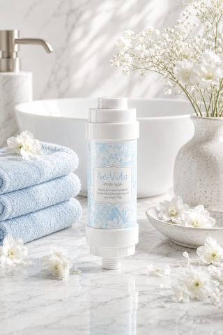White Musk C Vitaminli Aromatik Duş Filtresi - Saç Dökülme Karşıtı, Cilt Besleyici Klor Ve Kireç Arıtıcı Duş Filtresi 150gr Saydam