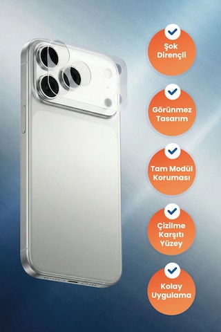 Apple Uyumlu iPhone 17 Pro Görünmez Darbe Emici Lens Modülü Koruma Filmi