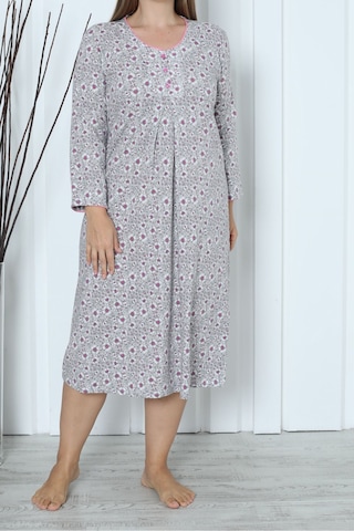 Kadın Tunik Uzun Gecelik Uzun Kollu Büyük Beden Pamuklu Vizon Vizon