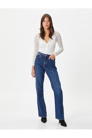 Koton Dantelli Gömlek Düğmeli Uzun Kollu Slim Fit Ekru 4wak60024ek 4wak60024ek010 Ekru