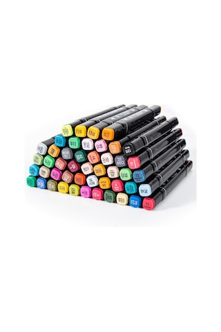 Lemestar Renkli Sanat Dünyası: 48, 80 Veya 168 Renk Seçenekli Çift Uçlu Alkollü Kalem Seti, Taşıma Çantası Ve Stand Dahil