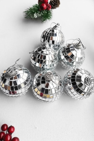 Yılbaşı Çam Ağacı Süsü Aynalı Disko Topu 5 Cm 6 Lı 1 Set