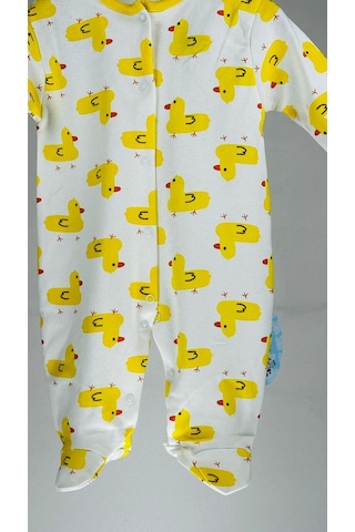 Civcivli %100 Pamuklu Uzun Kollu Çıtçıtlı Bebek Tulum 001