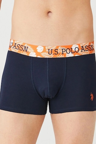 U.S. Polo Assn. Erkek Turuncu Baskılı - Lacivert - Turuncu 3'lü Boxer Turuncu- Turuncu Desenli- Lacivert