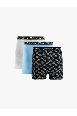 Koton Lisanslı Rick And Morty Baskılı Pamuklu 3'lü Boxer Set Mavi Desenli 6wlm90084mk Mavi Desenli